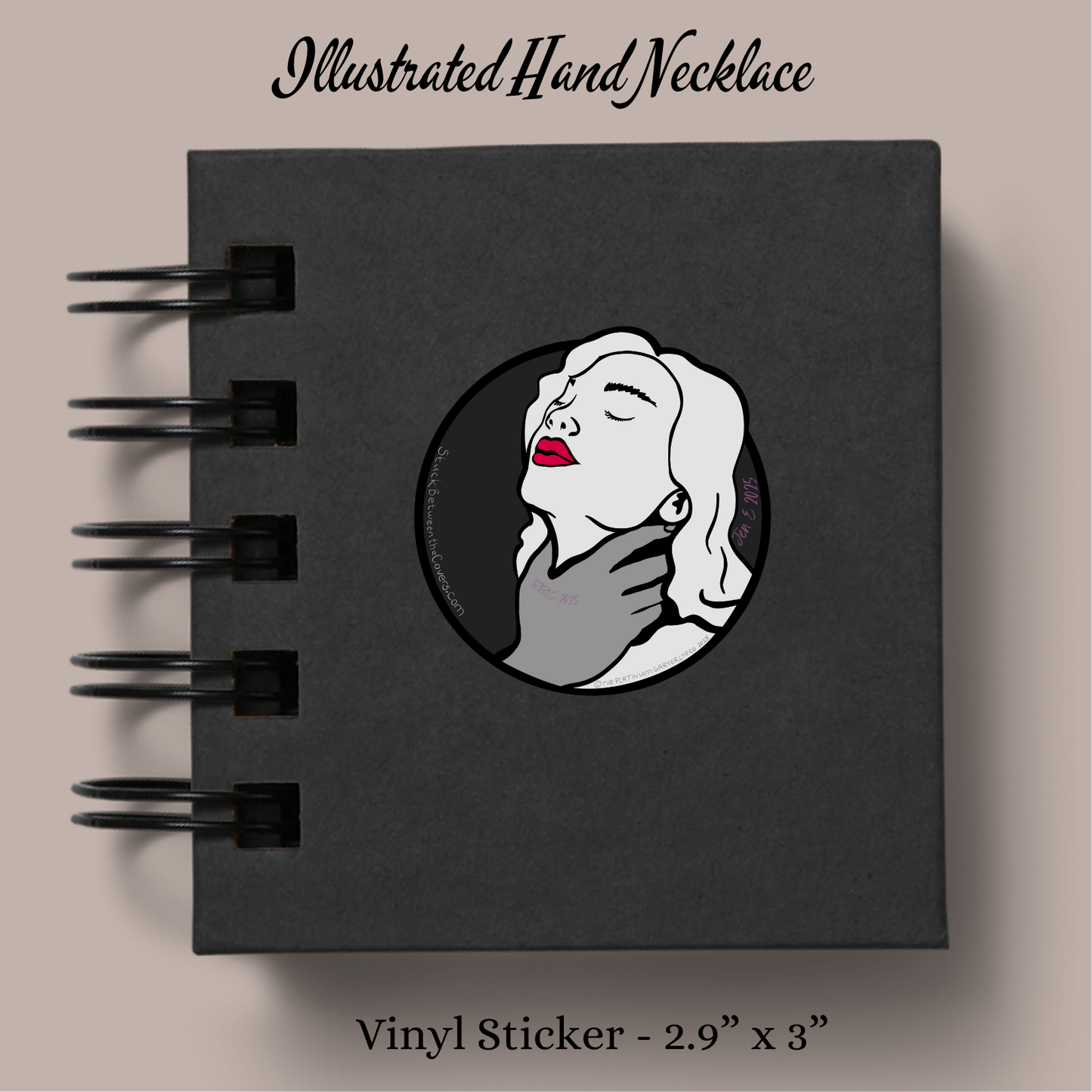 Illustrated Hand Necklace Vinyl Sticker